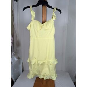 Unbranded Yellow Ruffle Bustier Mini Dress Size 2 Sweetheart Neck Sun Dress‎